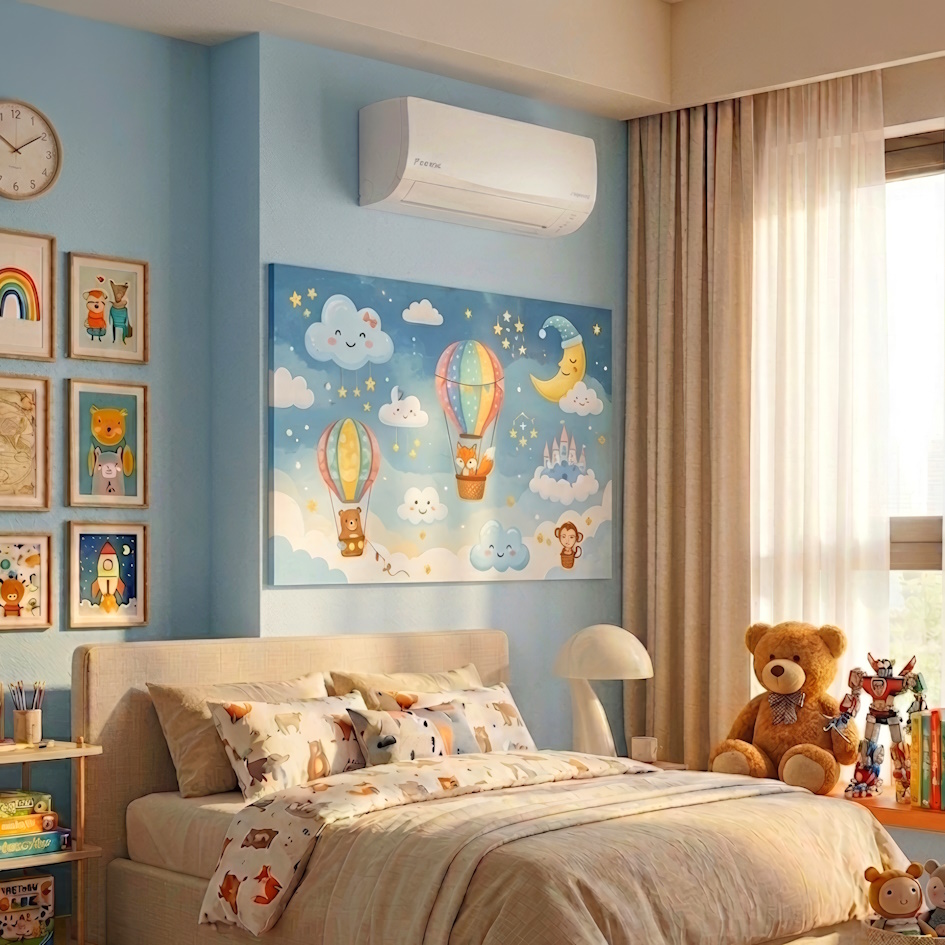 AC DAIKIN INVERTER MULTI S 2 - 3 KONEKSI- Indoor Multi S - Daikin Inverter Terpasang Wallpaper Daikin Room Kamar Anak